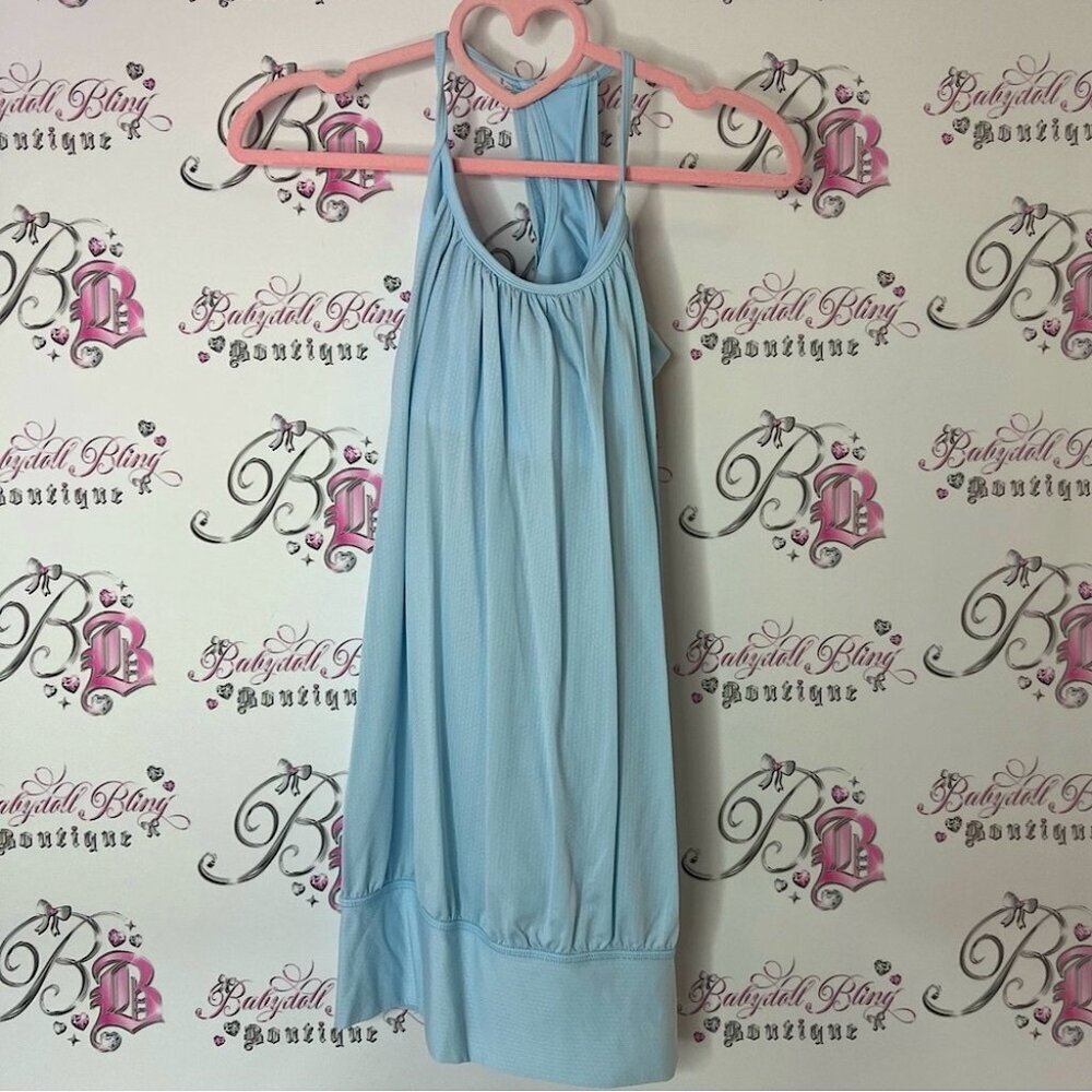 lululemon athletica tank top open air attached bra Sky Blue vintage style top